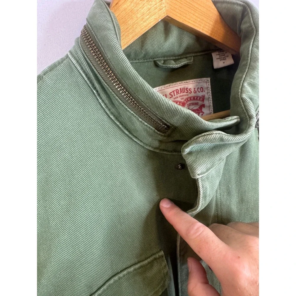 Levis Mens Olive Green Cotton Twill Field Jacket Military Utility Coat Size M